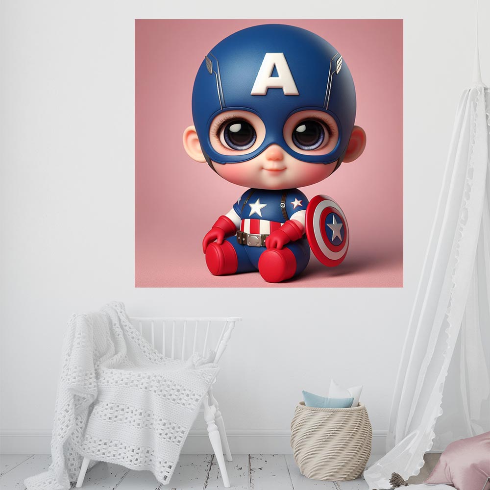 מדבקות קיר גדולות דגם קפטן אמריקה תינוק