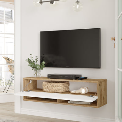 Roter צבע אורן משולב לבן-FR13-S מזנון טלוויזיה צף מבית HOMAX - משלוח חינם