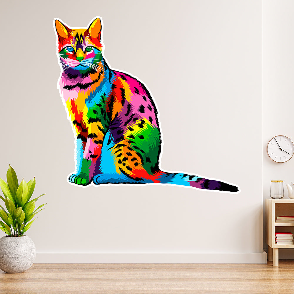 מדבקות קיר גדולות דגם חיות צבעוניות- חתול