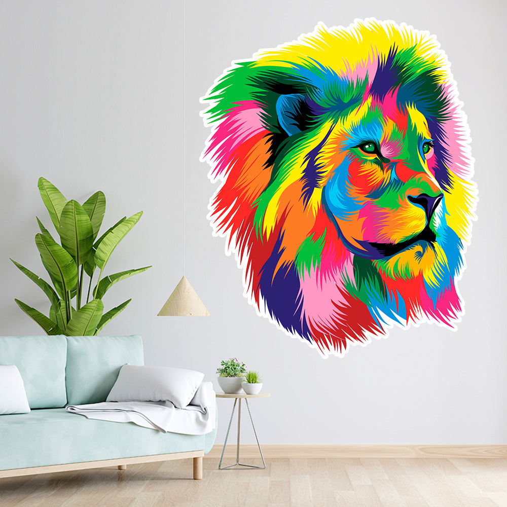 מדבקות קיר גדולות דגם חיות צבעוניות- אריה