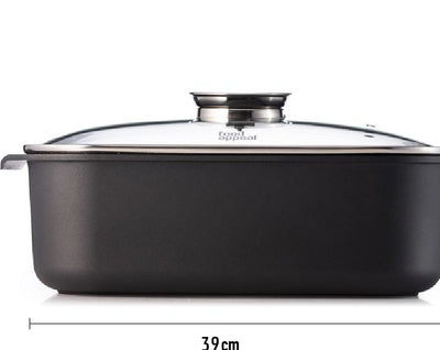 רוסטר לתנור אינדוקציה עם מכסה ארומטי, 25*35 ס"מ, 7.8 ליטר BLACK MARBLE כולל משלוח חינם