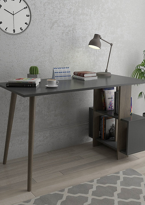 Lagomood Side - שולחן עבודה - צבע פחם - אגוז - משלוח חינם