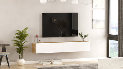Sivon - מזנון טלוויזיה צף צבע אורן משולב לבן FR10-M מבית HOMAX - משלוח חינם