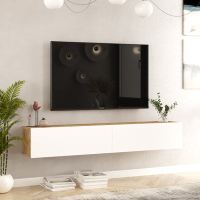 Sivon - מזנון טלוויזיה צף צבע אורן משולב לבן FR8-L מבית HOMAX - משלוח חינם