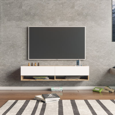 Roter צבע אורן משולב לבן -FR11-M מזנון טלוויזיה צף מבית HOMAX - משלוח חינם