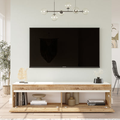 מזנון טלוויזיה מעוצב Nikos FR3-AW צבע אורן לבן- מבית HOMAX משלוח חינם
