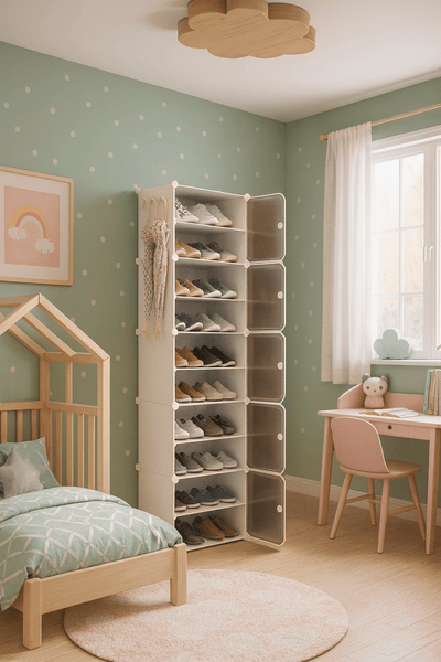 ארונית נעליים מודולארית עם 10 תאים ודלתות שקופות במבצע! - Baby Coupon