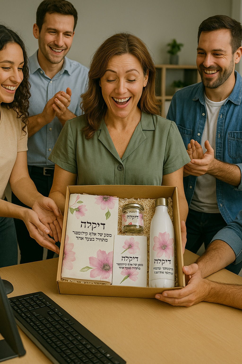 מארז מתנה לאישה כולל שם והקדשה אישית - דגם פרחי בר (כל הגדלים) - Baby Coupon