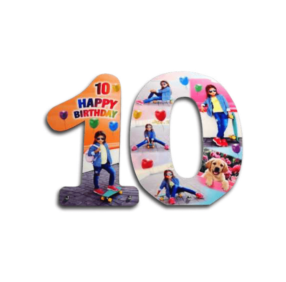 מספרים מעץ + רגל ניקל עם תמונה בעיצוב אישי - Baby Coupon