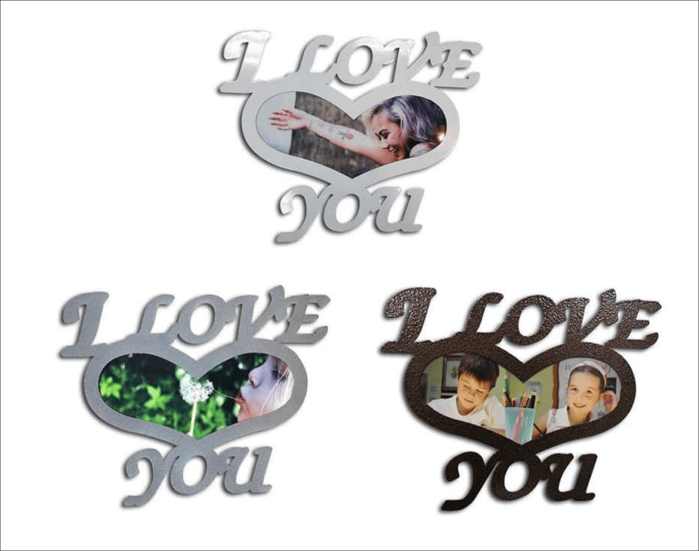 מסגרת מתכת I LOVE YOU עם תמונה בעיצוב אישי - דגם לב - Baby Coupon