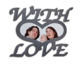 מסגרת מתכת WITH LOVE עם תמונה בעיצוב אישי - דגם לב - Baby Coupon