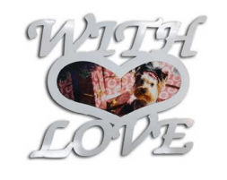 מסגרת מתכת WITH LOVE עם תמונה בעיצוב אישי - דגם לב - Baby Coupon