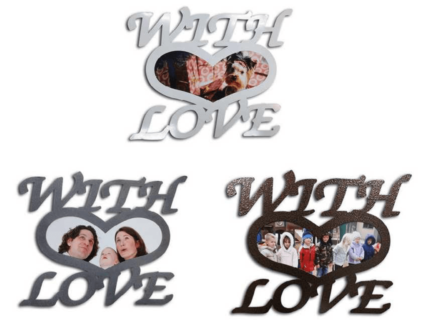 מסגרת מתכת WITH LOVE עם תמונה בעיצוב אישי - דגם לב - Baby Coupon