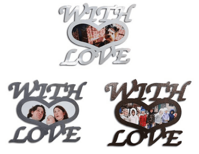 מסגרת מתכת WITH LOVE עם תמונה בעיצוב אישי - דגם לב - Baby Coupon