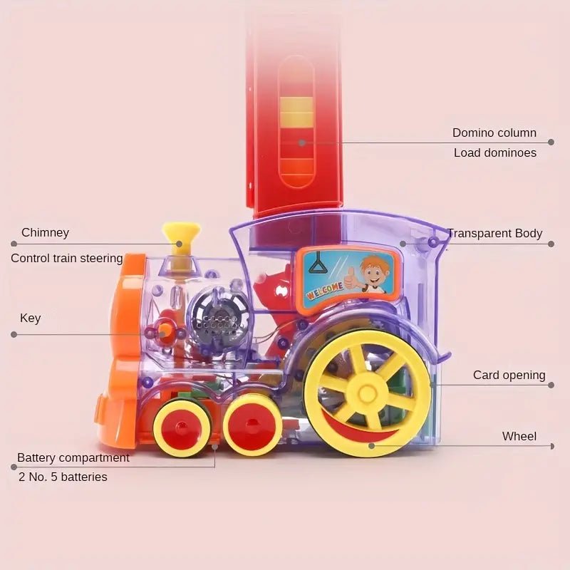 מסלול דומינו גדול עם קטר חשמלי מיוחד לסידור החלקים! - Baby Coupon