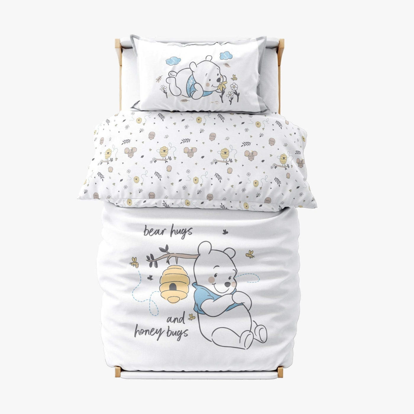סט מצעים למיטת מעבר 100% כותנה דגם פו חיבוקי - Baby Coupon