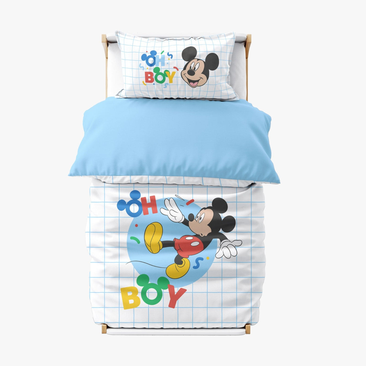 סט מצעים למיטת מעבר 100% כותנה דגם מיקי בוי - Baby Coupon