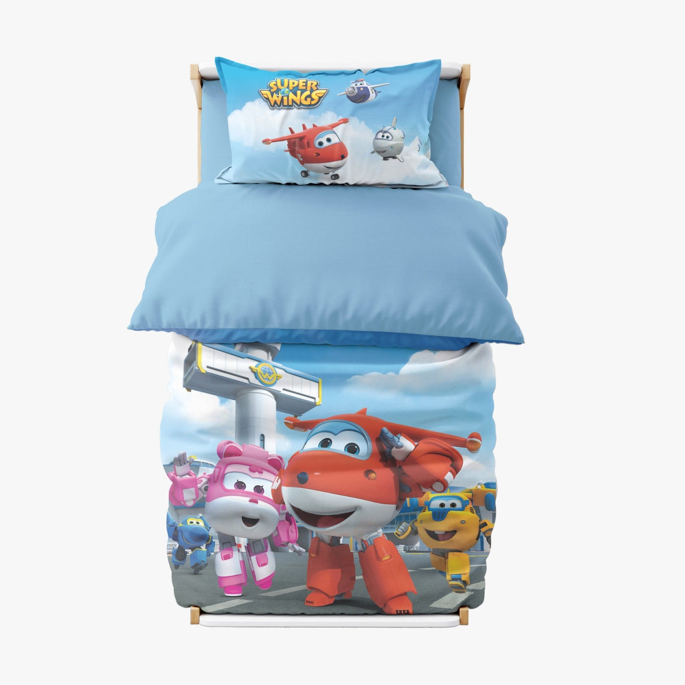 סט מצעים למיטת מעבר 100% כותנה דגם מטוסי העל - Baby Coupon