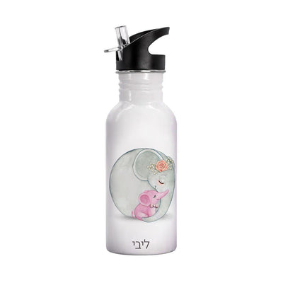 סט מוצרים עם שם הילד/ה בעיצוב פילים ורוד - Baby Coupon