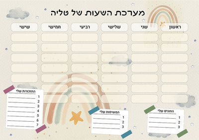 סט מוצרים עם שם הילד/ה בעיצוב קשת בענן - Baby Coupon