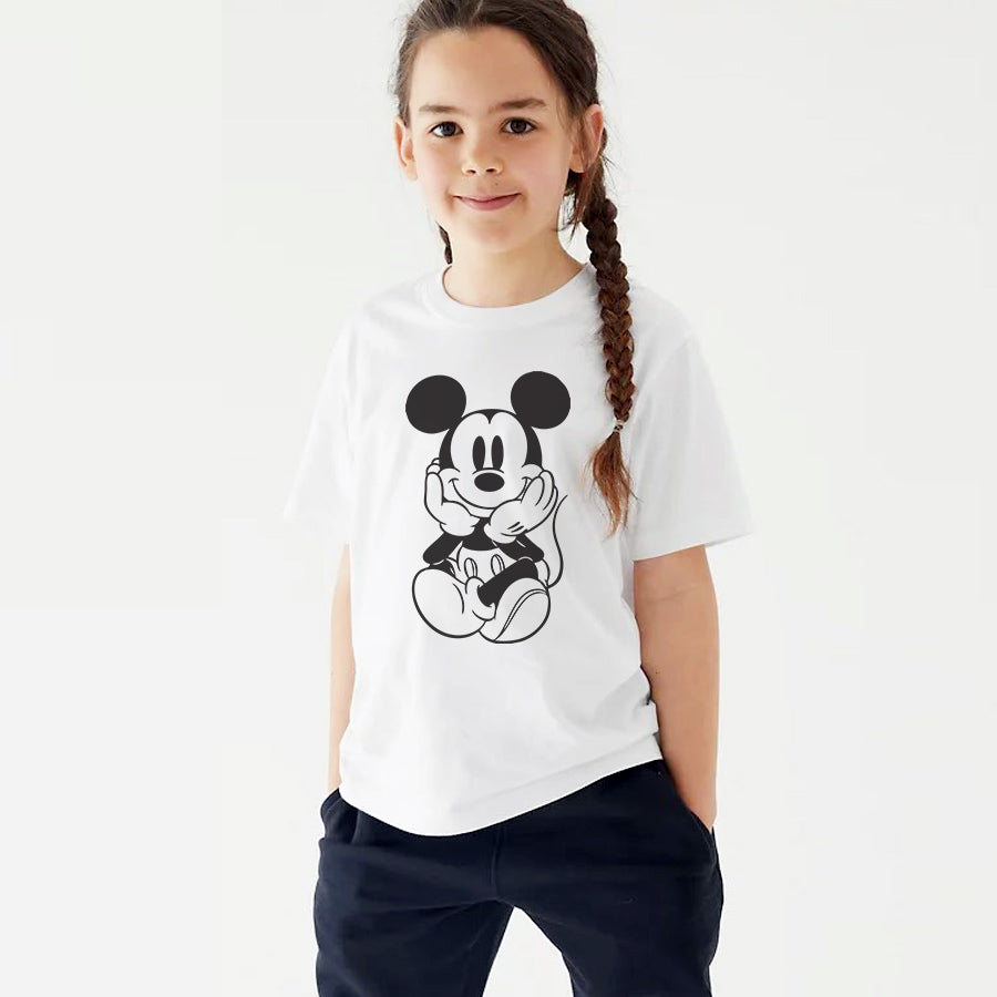 חולצת טי מעוצבת ילדים / מבוגרים - מיקי מאוס שחור לבן