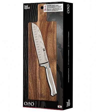סכין סנטוקו 18 ס"מ + קרש חיתוך עץ שיטה 1.5*15*50 ס"מ ONO כולל משלוח חינם