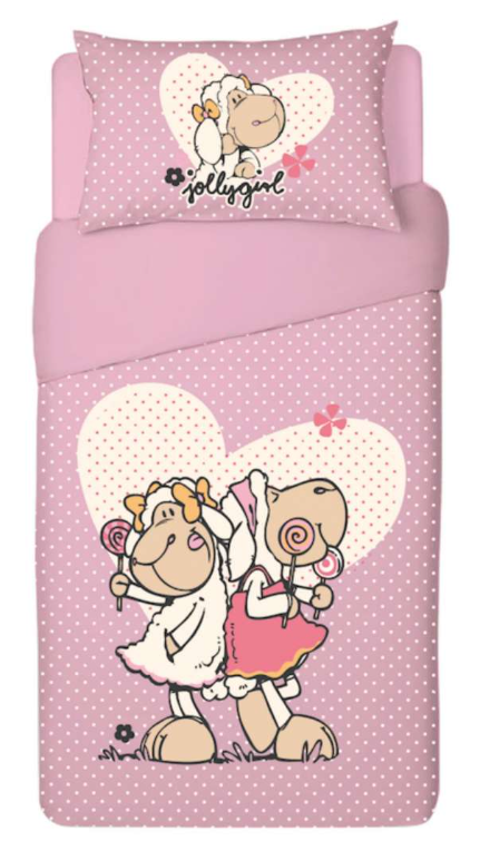 סט מצעים למיטת מעבר 100% כותנה לילדים דגם ניקי הכבשה כולל משלוח חינם