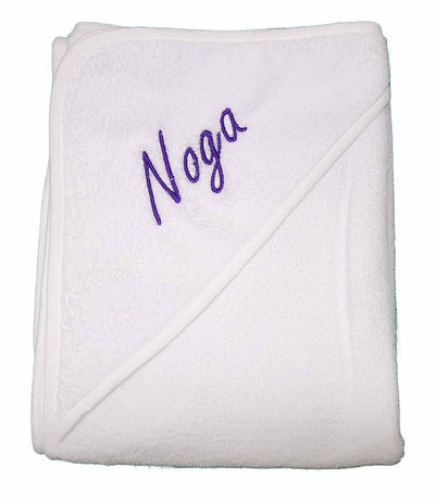 מגבת קפוצ'ון לתינוק 100% כותנה מלטפת ומפנקת עם רקמת שם הילד/ה