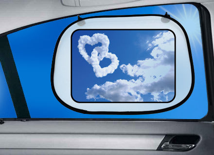 זוג צלונים לרכב דגם ענני לבבות