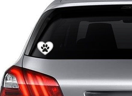 מדבקות מעוצבות לרכב- תביעת רגל כלב/ חתול עם לב