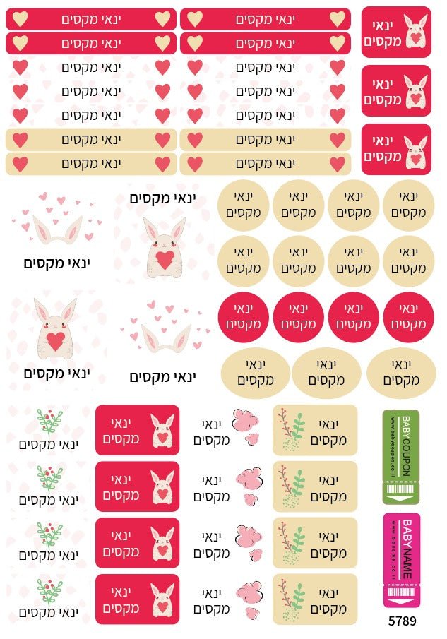 מדבקות גיהוץ עם שם אישי עמידות במים וסבון (52 מדבקות) - Baby Coupon