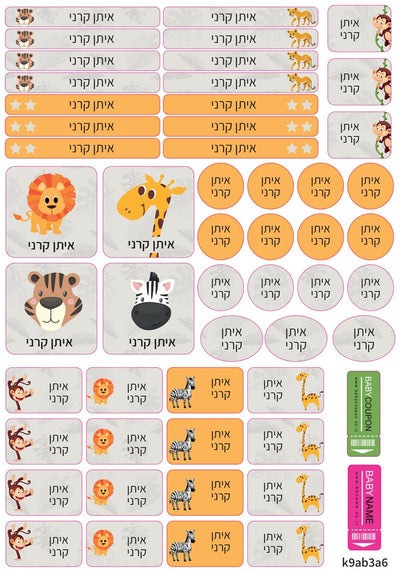 מדבקות גיהוץ עם שם אישי עמידות במים וסבון (52 מדבקות) - Baby Coupon