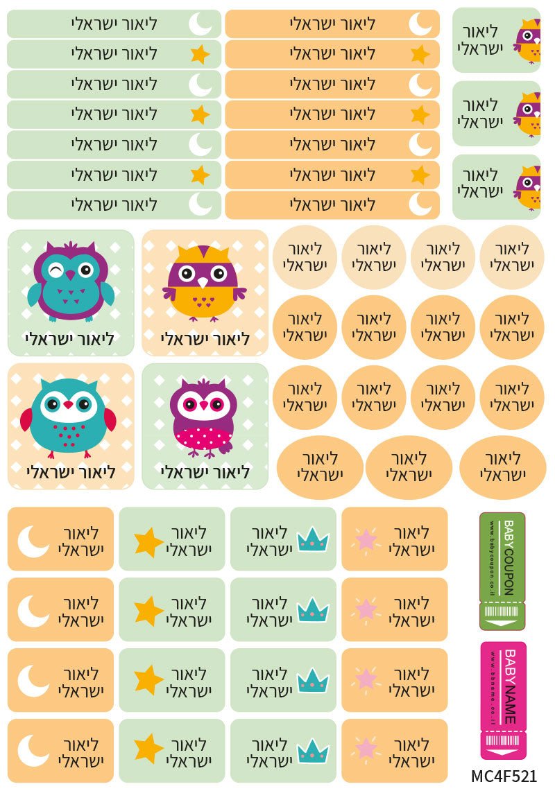 מדבקות גיהוץ עם שם אישי עמידות במים וסבון (52 מדבקות) - Baby Coupon