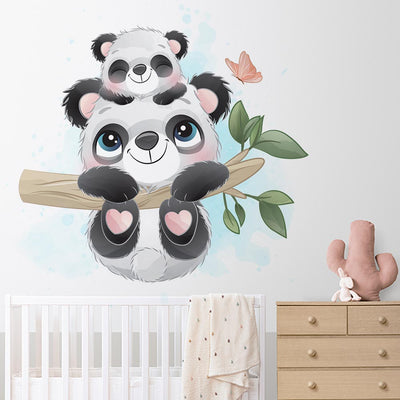 מדבקות קיר גדולות דגם פנדה תינוק על ענף - Baby Coupon