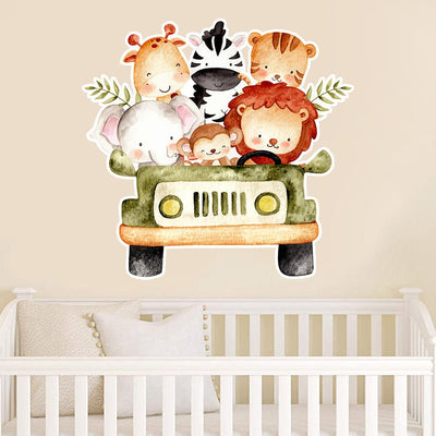מדבקות קיר גדולות דגם רכב החיות - Baby Coupon