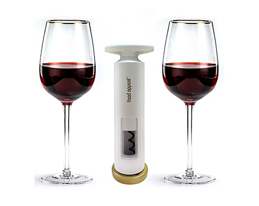 סט 2 כוסות יין + פותחן יין ידני | מבית FOOD APPEAL | כולל משלוח חינם