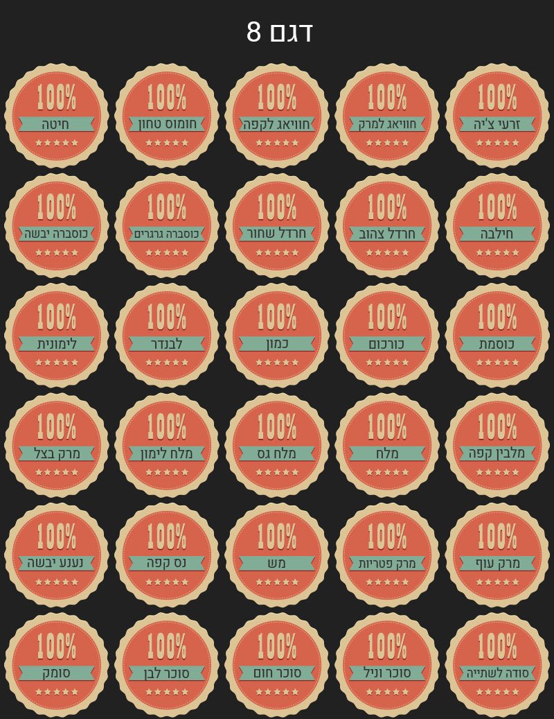 סט 100 מדבקות תבלינים מפוארות להדבקה על צנצנות מזון ותבלינים עמידות במים וסבון - Baby Coupon