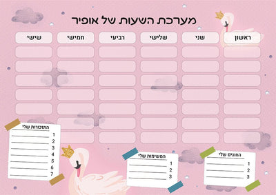 סט מוצרים עם שם הילד/ה בעיצוב ברבור - Baby Coupon