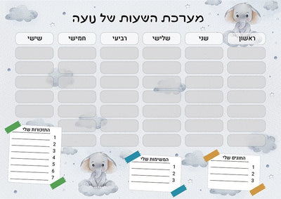 סט מוצרים עם שם הילד/ה בעיצוב "פילון" - Baby Coupon