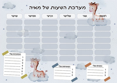 סט מוצרים עם שם הילד/ה בעיצוב ג'ירף - Baby Coupon