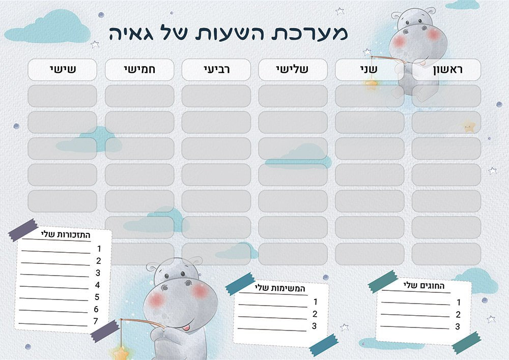 סט מוצרים עם שם הילד/ה בעיצוב היפו - Baby Coupon