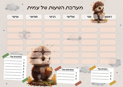סט מוצרים עם שם הילד/ה בעיצוב קיפוד - Baby Coupon
